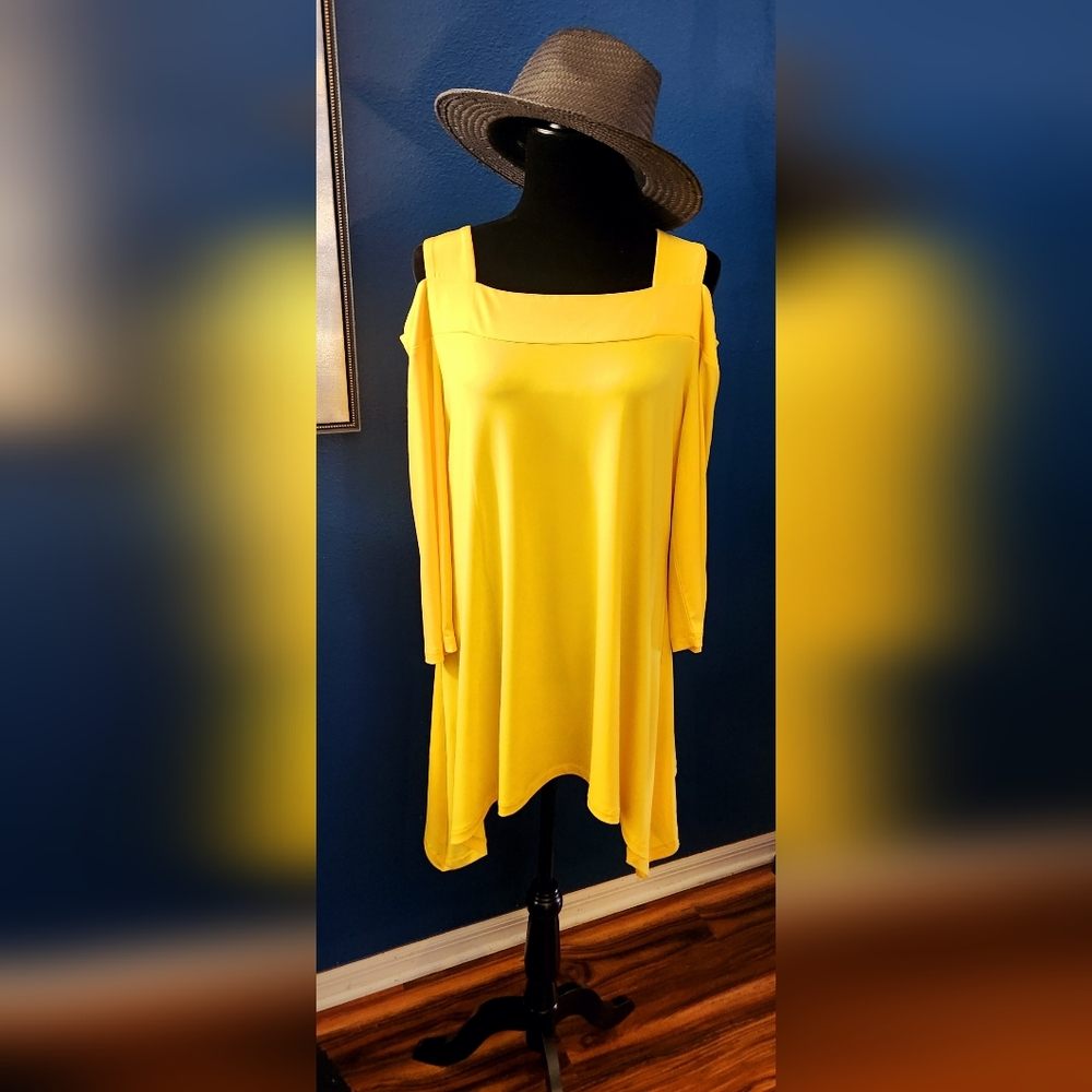 Midnight Velvet Yellow Mini Dress Size L